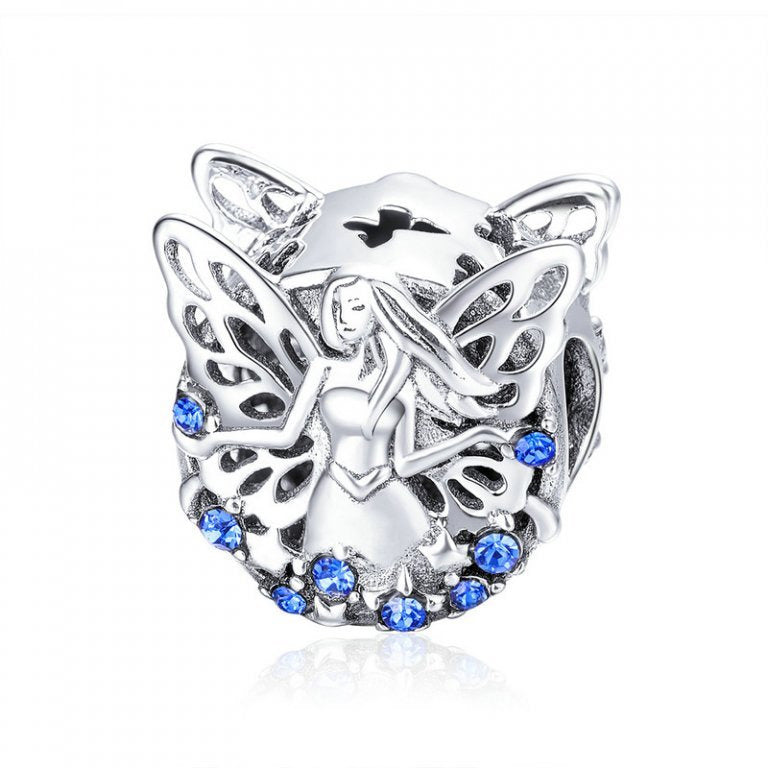 925 Sterling Silver Blue CZ Fairy Bead Charm
