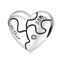 Load image into Gallery viewer, 925 Sterling Silver Mother and Son Love Heart Bead Charm