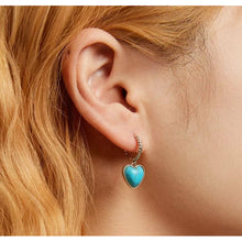 Load image into Gallery viewer, 925 Sterling Silver Turquoise Hoop Earrings