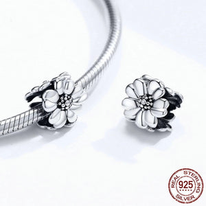 925 Sterling Silver Three Flower Bead Charm