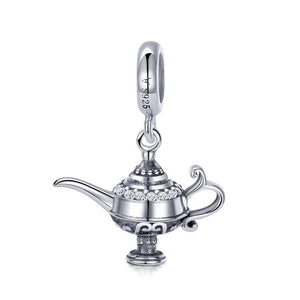 925 Sterling Silver Aladdin's Magic Lamp Dangle Charm