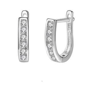 925 Sterling Silver Cz U Shape earrings