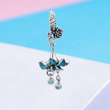 Load image into Gallery viewer, 925 Sterling Silver Elegant Blue Flower Dangle Charm