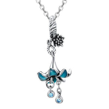 Load image into Gallery viewer, 925 Sterling Silver Elegant Blue Flower Dangle Charm