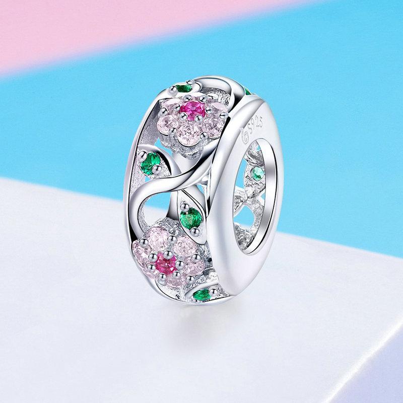 Pink CZ Openwork Floral Garden Spacer