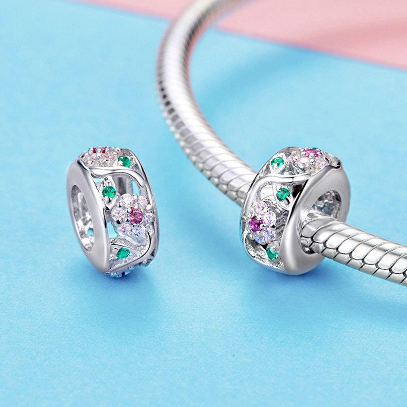 Pink CZ Openwork Floral Garden Spacer