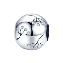 Load image into Gallery viewer, 925 Sterling Silver CZ Dandelion Motive Bead Charm