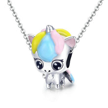 Load image into Gallery viewer, 925 Sterling Silver Baby Unicorn Colourful Enamel Bead Charm