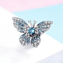Load image into Gallery viewer, 925 Sterling Silver Blue and Clear CZ Butterfly Stopper