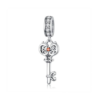 925 Sterling Silver Vintage Key Dangle Charm