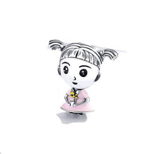 Load image into Gallery viewer, 925 Sterling Silver Pink Enamel Little Ponytail Girl Bead Charm