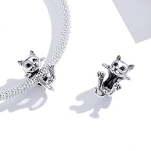 Load image into Gallery viewer, 925 Sterling Silver Hanging Cat Bead Charm