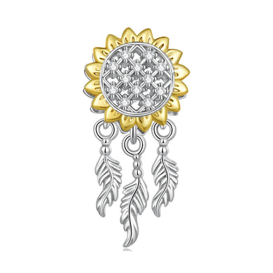 925 Sterling Silver Sunflower Bead Charm