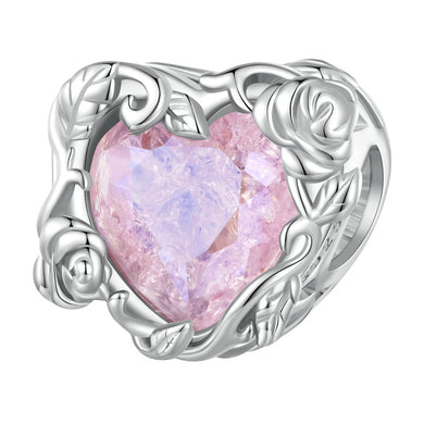 925 Sterling Silver Love Yourself CZ Pink Rose Heart