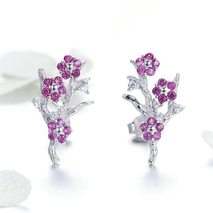 Pink Blossoming Flower Earrings