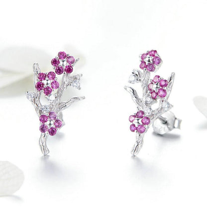 Pink Blossoming Flower Earrings