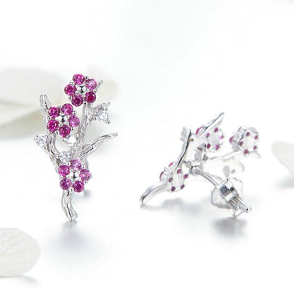 Pink Blossoming Flower Earrings