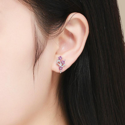 Pink Blossoming Flower Earrings