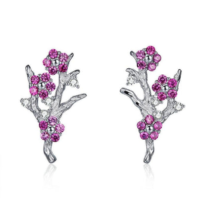 Pink Blossoming Flower Earrings