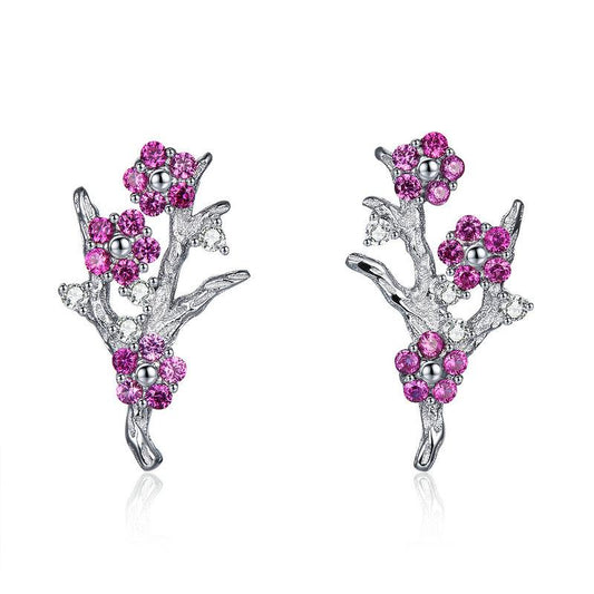 Pink Blossoming Flower Earrings