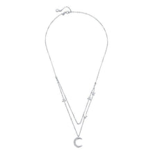 Load image into Gallery viewer, 925 Sterling Silver Adjustable Moon and Star CZ Necklace