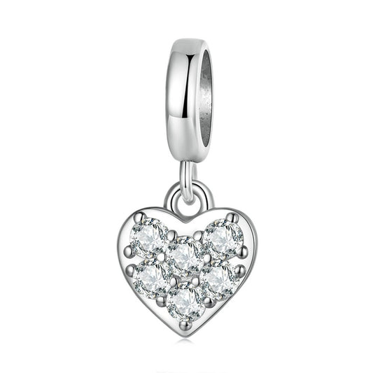 Small Cz Heart Dangle Charm