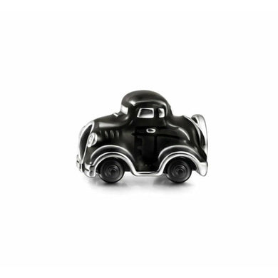 925 Sterling Silver Black Enamel Morris Minor Car Bead Charm