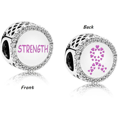 925 Sterling Silver Cancer Ribbon Strength Bead Charm