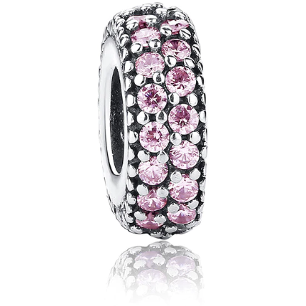 925 Sterling Silver Dazzling Pink CZ Spacer