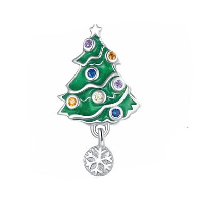 925 Sterling Silver Christmas Tree Enamel Bead Charm