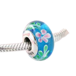 925 Sterling Silver Bloom Glass Murano Bead Charm