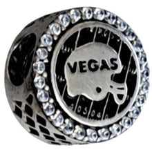 Load image into Gallery viewer, 925 Sterling Silver Las Vegas Silver Nation Black Enamel CZ Bead Charm