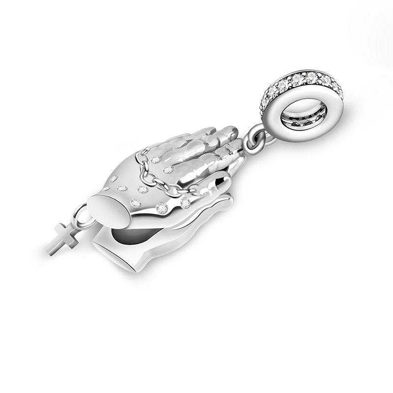 Praying Hands with Cross Chains Dangle Charm