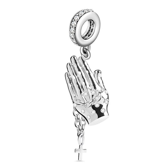 Praying Hands with Cross Chains Dangle Charm
