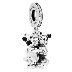925 Sterling Silver Mickey And Minnie Dancing Dangle Charm