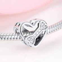 Load image into Gallery viewer, 925 Sterling Silver CZ Dogbone Heart Bead Charm