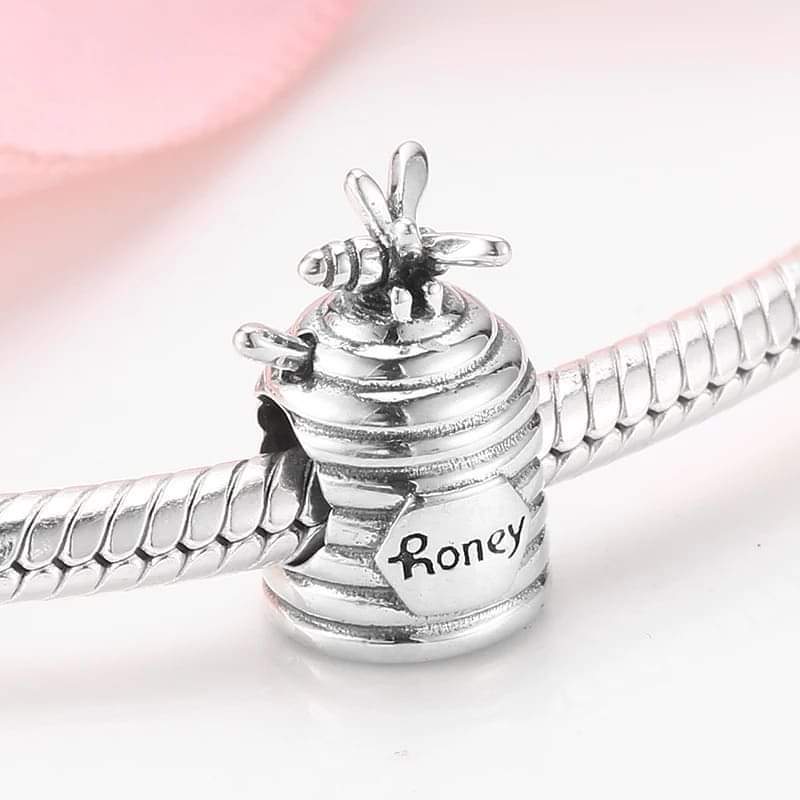 925 Sterling Silver Honey Pot and Bee Bead Charm