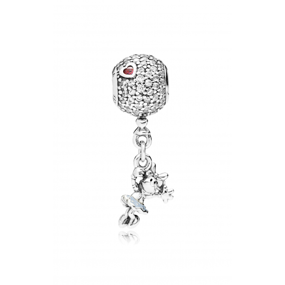 925 Sterling Silver Floating Minnie CZ Dangle Charm