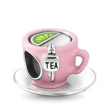 925 Sterling Silver Pink Enamel Tea Bead Charm