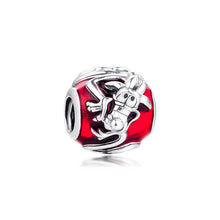 Load image into Gallery viewer, 925 Sterling Silver Mushu Red Enamel Bead Charm