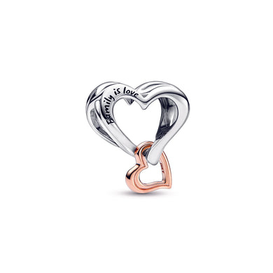 925 Sterling Silver Two Tone Family Is Love Infinity Heart Bead Charm