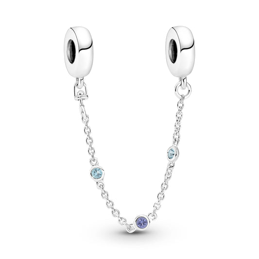 Triple Blue CZ SCREW ON Safety Chain