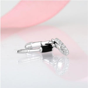 925 Sterling Silver Mascara and Brush Dangle Charm