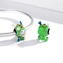 Load image into Gallery viewer, 925 Sterling Silver Green Enamel Dragon Doll Bead Charm