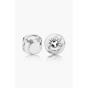 925 Sterling Silver Marble White Murano Mini ME Bead Charm