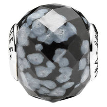 Load image into Gallery viewer, 925 Sterling Silver Marble Black Murano Mini ME Bead Charm