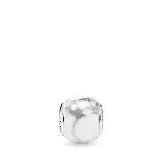 925 Sterling Silver Marble White Murano Mini ME Bead Charm