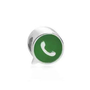925 Sterling Silver Green Enamel WhatsApp Icon Bead Charm
