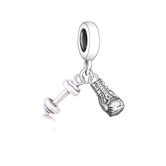 Boxing Glove and Dumbbell Dangle Charm