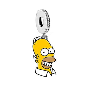 925 Sterling Silver Homer Simpson Dangle Charm
